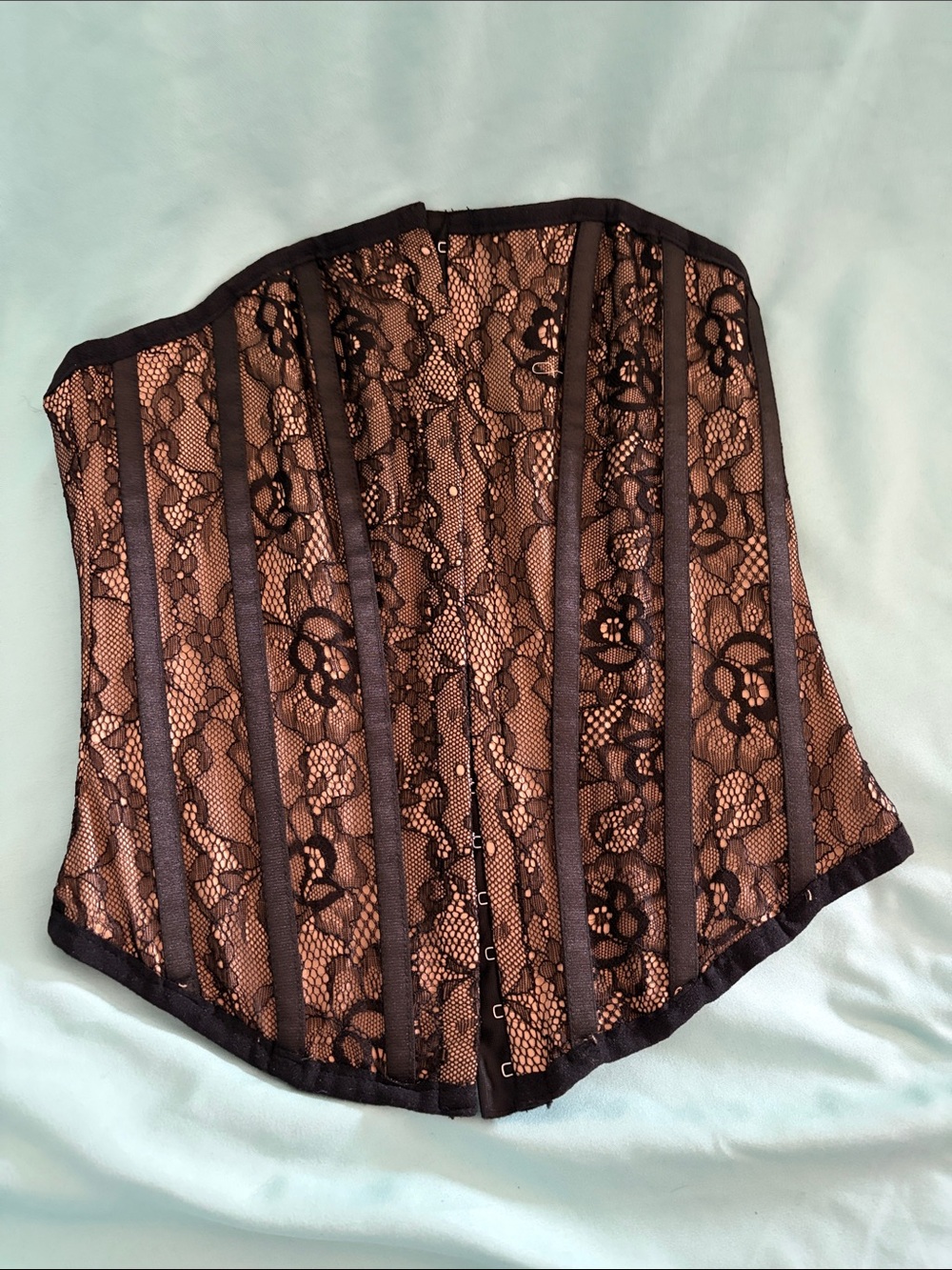 Black Lace Over Nude Waist Corset - Women Intimates & Sleepwear
